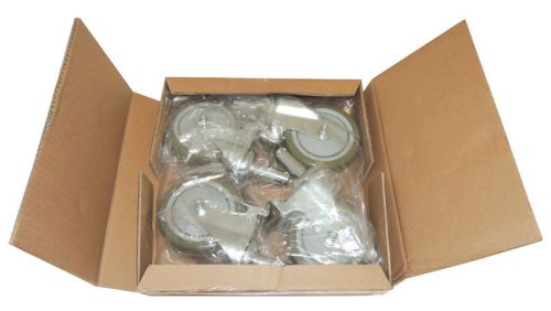 New set 4 uline wire shelving 6&#034; height caster swivel &amp; brakes wheels h-1205wh for sale