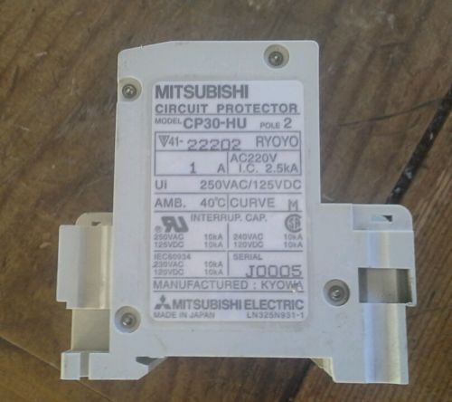 Mitsubishi Electric CP30-HU-2P-1A 2 Pole Circuit Breaker  AC/DC 1 AMP CB