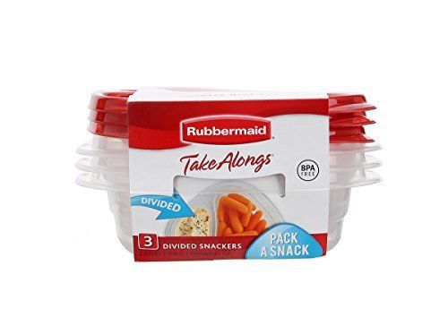 Rubbermaid 1s41 takealongs food storage container, snack, red, divided, single for sale