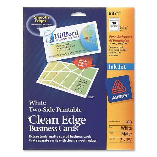 Avery Two-Side Printable Clean Edge Business Cards for Inkjet Printers, Matte,