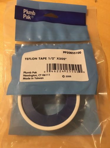 Pack Of 5 Teflon tape 1/2 X 300&#034; Plum Pak Plumbers White Tape