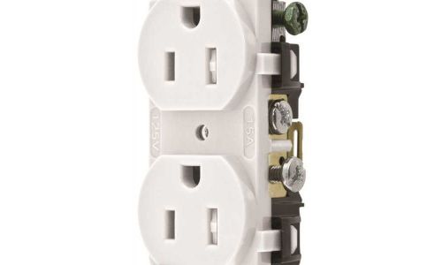 Hubbell CR15WHITR Commercial Grade Tamper Duplex Receptacle, 15 Amp, White