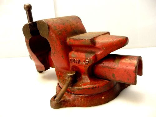 Viintage dunlap swivel vise 5244 anvil style 3-1/2&#034; jaws bench tool for sale