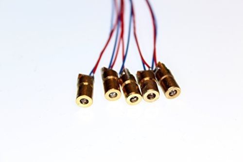 Farhop 5 volt 5mw 650nm red dot laser diode module, 5 pieces for sale