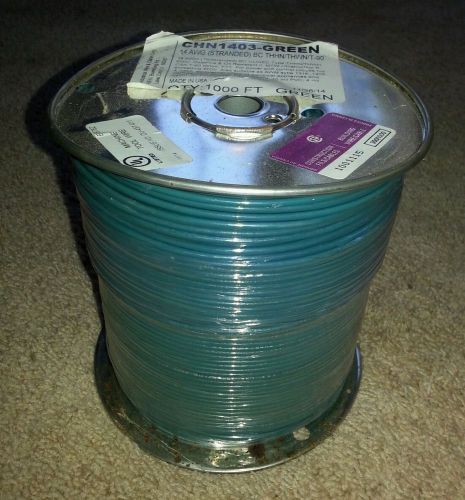 1000 FT THHN/THWN WIRE 14 AWG STRANDED 600 VOLT GREEN. MADE IN USA.