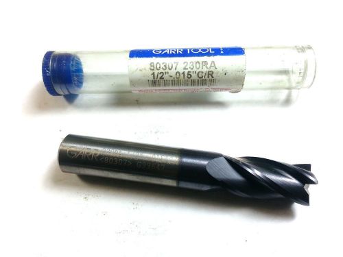 1/2&#034; garr 80307 carbide 4 flute tialn .015cr  end mill (o 926) for sale