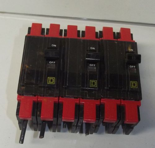 3 square d 2- 15 20 25 a circuit breakers 240v type qou220, qou230 guarantee for sale