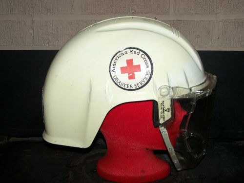 Vtg. 1975 airstream recal-amplivox safety red cross disaster service hard hat l. for sale