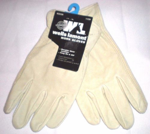Wells Lamont 100% Leather Work Gardening Driving Gloves Sz M Keystoned Thumb NWT