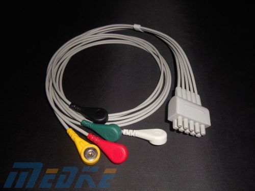 5pieces ge-marquette ecg cable, 5 lead wires,snap, iec, g522mq for sale