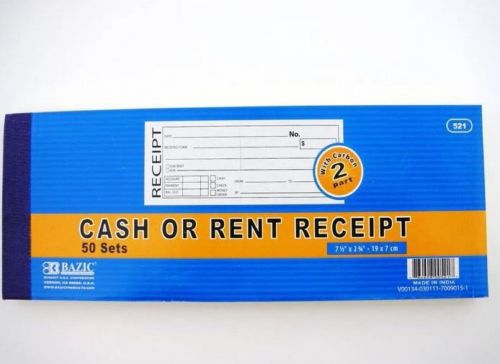 Cash Money Rent Receipt Record Book 2 Part 50 Sets Duplicate Copy w/Carbon New!!