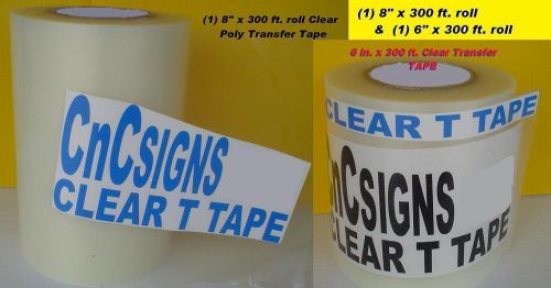 6&#034; &amp; 8&#034; x 300 ft. clear application transfer tape 300 ft. for vinyl plotter new for sale