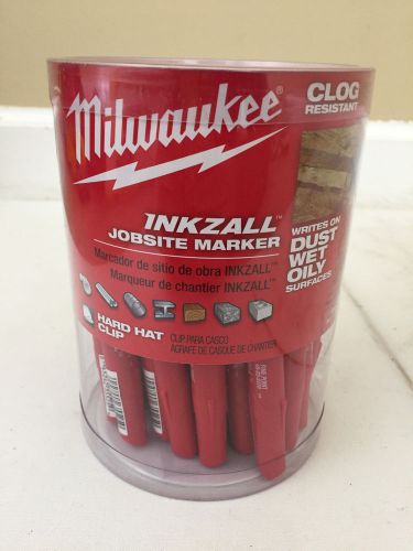 NEW 36 Pack Milwaukee Inkzall Jobsite Marker # 48-22-3170 Red Fine Point