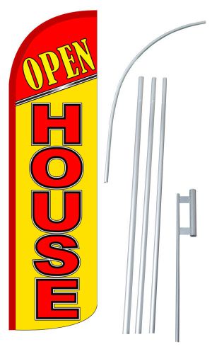 Open House R/Y Extra Wide Windless Swooper Flag Jumbo Banner Pole /Spike