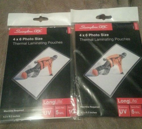 2 pack swingline gbc longlife thermal laminating pouches 4 x 6&#034; photo size 5 mil for sale