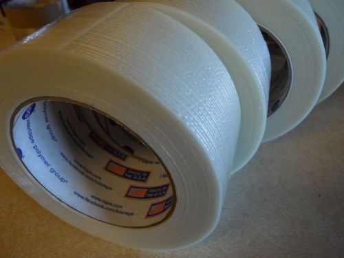 3 rolls 2&#034; x 60 yds fiberglass reinforced filament strapping, packing tape clear for sale
