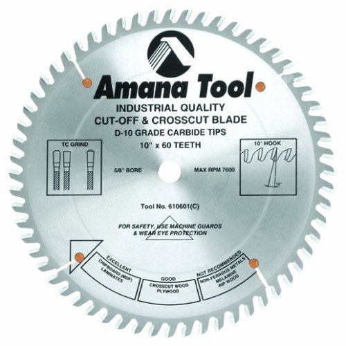 Amana Tool 610601 General Purpose Cut-Off 10-Inch x 60 Tooth TCG 5/8-Inch  Bore