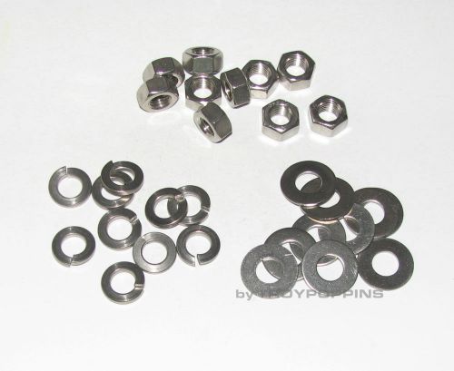 Ss 10-5/16-24 hex nuts fine &amp; 10-flat-10-lock 5/16&#034; washers stainless steel 18-8 for sale