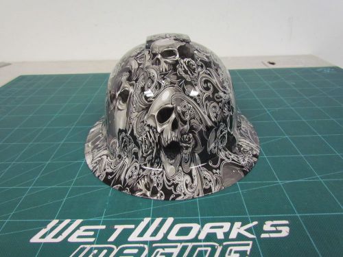 Hard hat full brim  custom hydro dipped , osha approved skulls n roses new for sale
