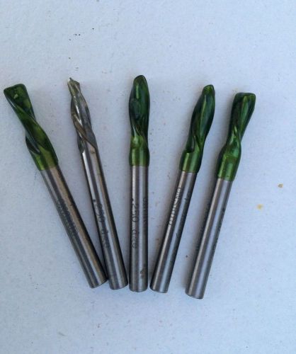 Lot of 5 ONSRUD Cutter Bits 2 Flute 1/4&#034; For Wood Non Ferrous Metal End Mill