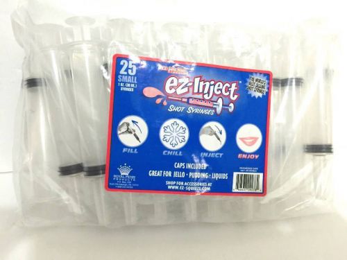 EZ-Inject Shot Syringes with Caps Party 25 Pc 1 oz Each NEW