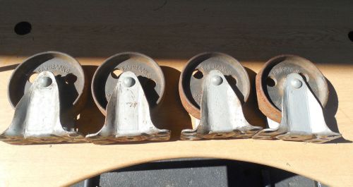 Set of 4 antique vintage fairbanks 6 inch cast iron industrial  casters for sale