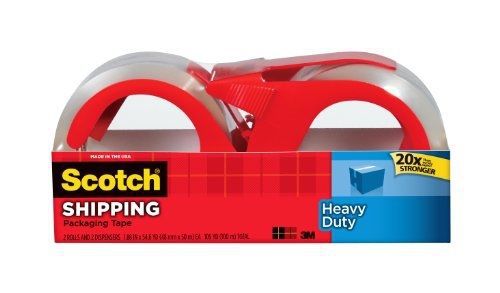 Scotch Heavy Duty Shipping Packaging Tape with Refillable Dispensers, 1.88 in x