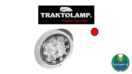 LED TAIL LIGHT FOR TRUCK, TRAILER, BUS - 4&#034; 10 RED LED CHROMED HOUSING (12V/24V)