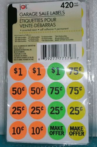 420 Neon Yard Garage Rummage Sale Price Tag Sticker Labels-Preprinted &amp; Blank