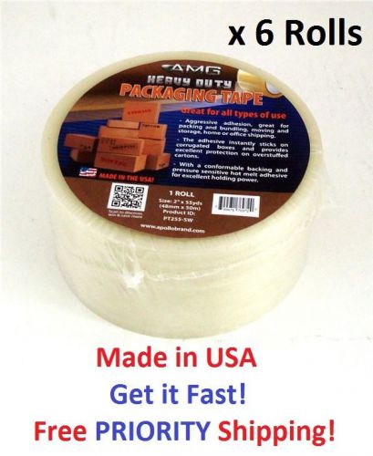 6 rolls carton box sealing packaging shipping packing tape 2&#034; x 55 yard (165 ft) for sale