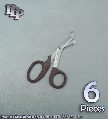 6 Pcs Paramedic Utility Bandage Shear Scissor 5.5&#034; Maroon Handle Surgical