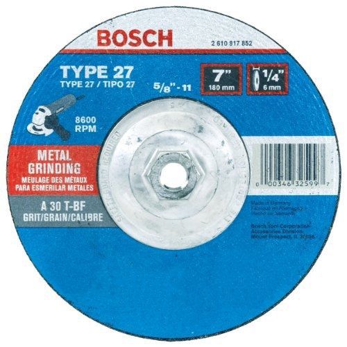 Bosch GW27M701 Type 27 Metal Grinding Wheel, 7-Inch 1/4 by 5/8-11-Inch Arbor