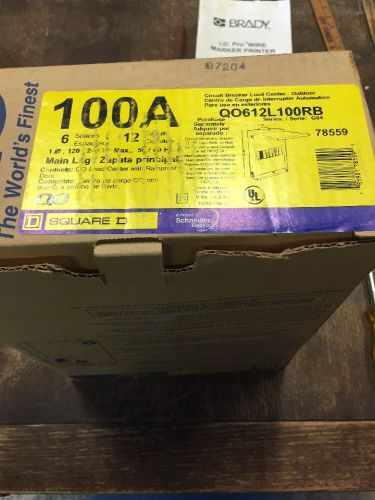 NIB SQUARE D QO612L100RB 100 AMP SINGLE PHASE N3 OUTDOOR LOAD CENTER WITH COVER