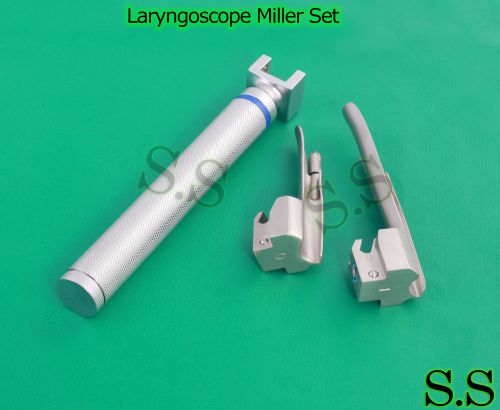 Laryngoscope Miller Set (1 handle AA, 2 Miller Blades )