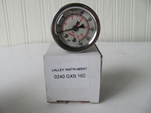 Valley instrument back mount 1 1/4&#034; glycerin filled gauge-0-160 psi #0240gxb160 for sale