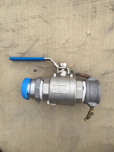 3&#034; stainless steel ball valve with 3&#034; cam and groove (camlock) fittings for sale