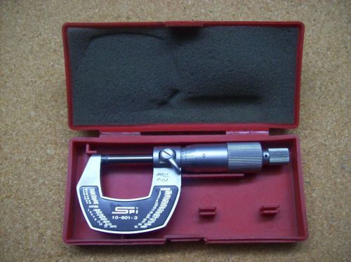 SPI 0&#034;-1&#034; FRICTION SLEEVE MICROMETER 10-601-3 .0001 WITH RED CASE Q.C. MACHINIST