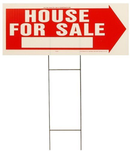 Hy-Ko RS-801 House for Sale Sign, 10&#034; x 24&#034;, Red/White