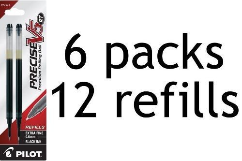 Value Pack of 6 - Pilot Precise V5 RT Liquid Ink Refill, 2-Pack for Retractable