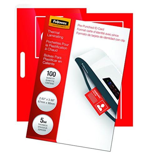 Fellowes Laminating Pouches, Thermal, ID Tag Punched, 5 Mil, 100 Pack 52016