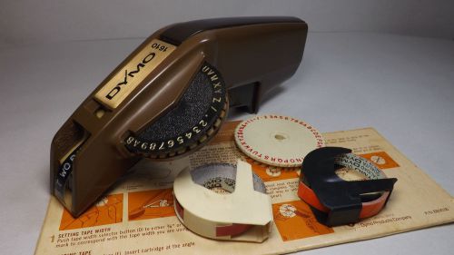 Vintage Dymo 1610 Tape Writer Label Maker 2 Haracter Wheels 1/4&#034; 3/8&#034; Tape Rolls
