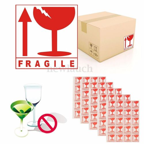100 Pcs FRAGILE Caution Sign Packing Self Adhesive Sticker For Warning Notice 5*