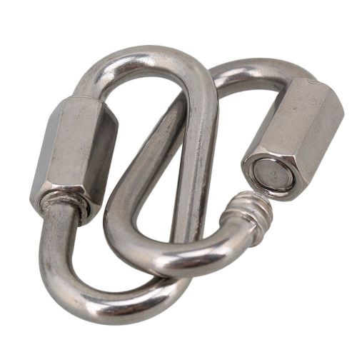 304 Stainless Steel Carabiner Quick Oval Screwlock Link Lock Ring Hook M4 5PCS