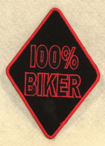 Motorcycle Patch 100% BIKER Red on Black Small Diamond Badge Biker Vest