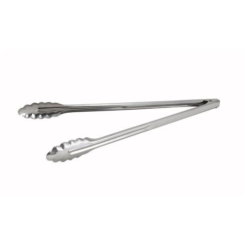 Winco UT-16LT, 16-Inch Stainless Steel Utility Tong with Scalloped-Edge