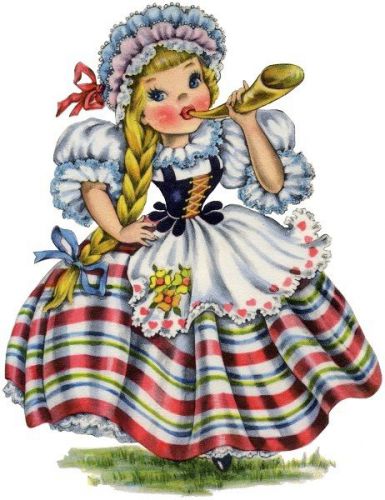 30 Custom Vintage Swiss Girl Personalized Address Labels