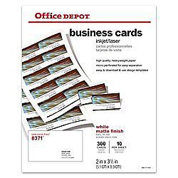Office Depot(R) Laser/Inkjet Matte Business Cards, 2in. x 3 1/2in., White, Bo...