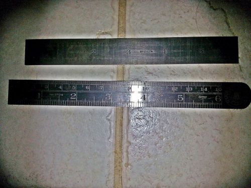 2 Vintage 6&#034; machinist Rules - General &amp; Lufkin w advertisment for Bearing Co
