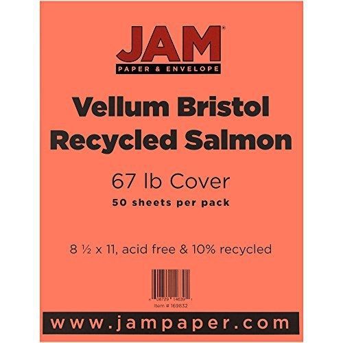 JAM Paper? 8 1/2 x 11 Vellum Cover - 67 lb Salmon Cardstock - 50 Sheets per Pack