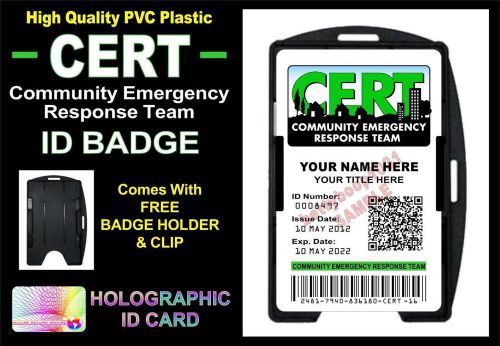CERT Community Emergency Response Team ID Badge / Card *CUSTOM W Your Name/Info*